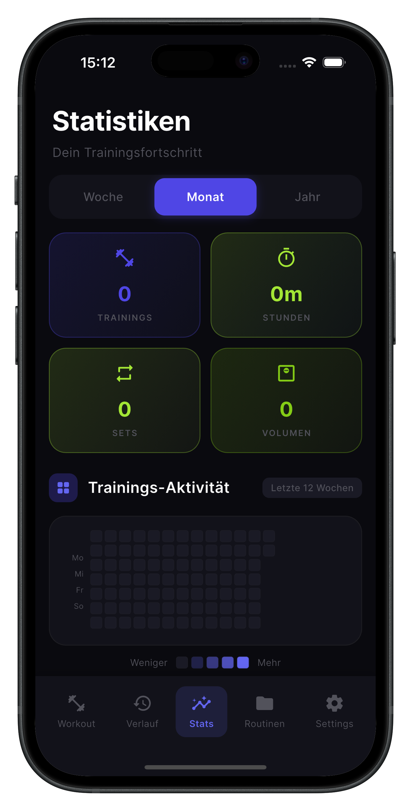 TRNG Routinen Screen