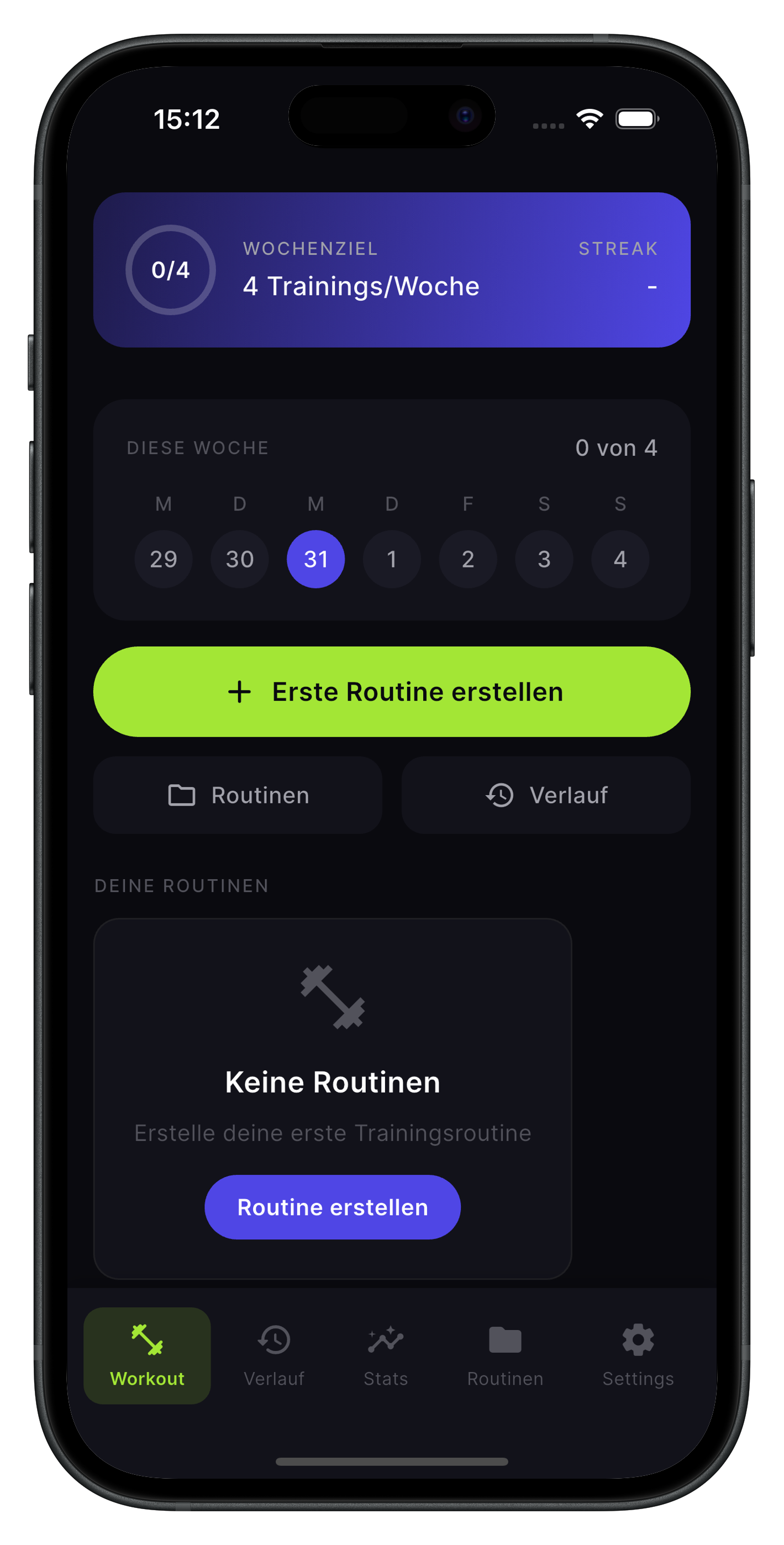 TRNG Statistiken Screen